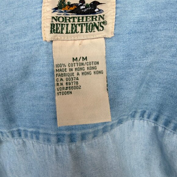 Vintage Northern Reflections Denim Teddy Flag Button Shirt - Picture 8 of 8